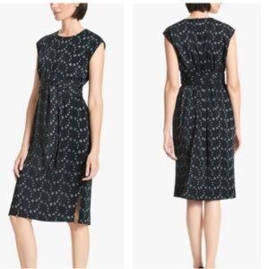 MM Lafleur Doris Dress | Black Print Knee-Length Work Dress – Size M